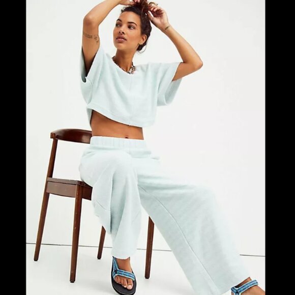 Free People Light Blue Wide Leg Pants - Picture 2 of 9